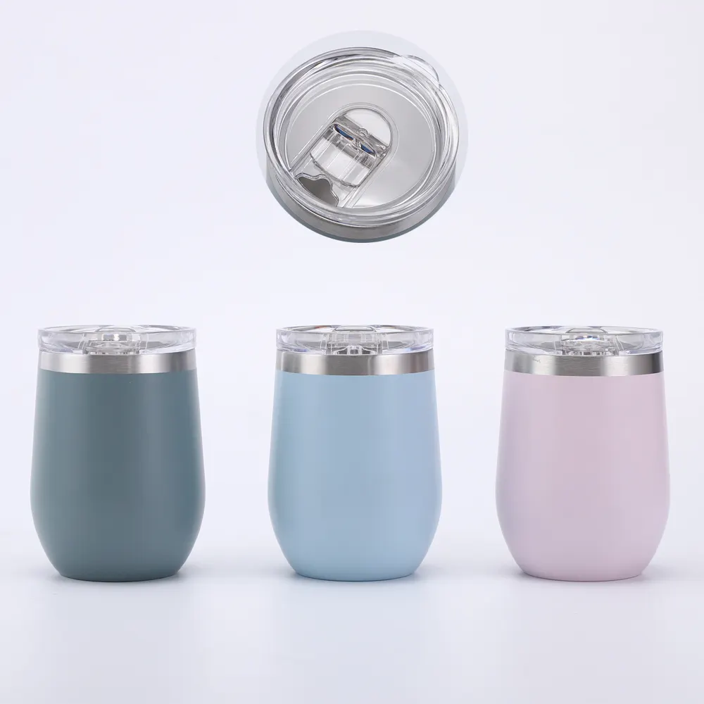 Wholesale 12OZ Stainless Steel Stemless Wine Tumbler Gift Set Double Wall Insulated Vacuum Glass Wine Tumbler Cups tea mugs