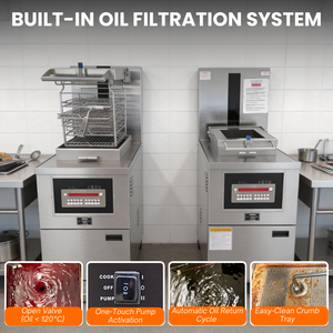 Friteuse à gaz à contrôle numérique avec levage automatique du panier pour la standardisation du processus <span class=keywords><strong>de</strong></span> friture des chaînes <span class=keywords><strong>de</strong></span> <span class=keywords><strong>poulet</strong></span> frit - Product Image 5