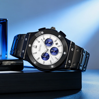 Montre à quartz SKMEI 9157 pour homme, chronographe de luxe, bracelet en acier inoxydable et cuir, étanche 30M, lumineuse, simple, pour affaires, avec calendrier