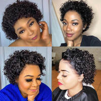 Perruque en cheveux humains brésiliens vierges bruts, coupe pixie, bon marché, avec dentelle frontale HD sans colle pour femmes noires