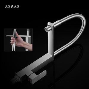 Смеситель из нержавеющей стали Asras 304, смеситель для горячей и холодной воды, кухонный кран, вытяжной смеситель с одной ручкой 3055 - Product Image 4