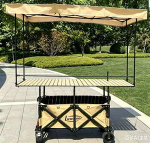 Chariot de camping pliable en acier avec auvent pare-soleil de 2,2 m, chariot utilitaire robuste de 167 cm pour extérieur, courses, rangement, <span class=keywords><strong>plage</strong></span>, marché - Product Image 5