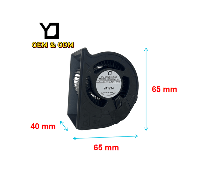 High Pressure 12V DC Turbo Blower Fan 65x65x40mm Axial Ventilation Fan with Plastic Blades for Air Movement and Cooling