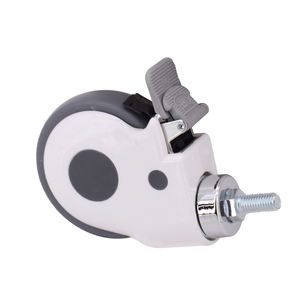 3 4 5 inch medische bedwielen chirurgische wielen PU zware uitvoering vergrendelbare witte wielen met ronde steel voor ziekenhuisbedden - Product Image 2