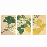HAOWAI OEMODM Lot de 3 affiches murales d'art botanique abstrait Ginkgo, ensemble de 3 gravures japonaises sur bois pour décoration murale