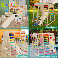 Structure de jeu d'intérieur en bois Montessori : Toboggan, Mur d'escalade, Barres de singe, Échelle à cordes, Corde d'escalade, Balançoire