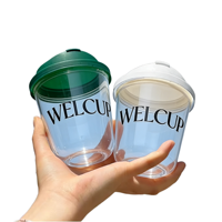 Gobelet à café jetable en PET transparent en forme de U avec couvercle rabattable, logo personnalisé, pour boissons froides, latte glacé, thé au lait, emballage à emporter