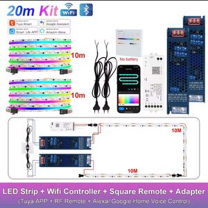 20เมตร Tuya สมาร์ทแอป + รีโมต RF + <span class=keywords><strong>alexa</strong></span>/goole-Home ควบคุมด้วยเสียง RGBW cob ชุดแถบไฟ LED ดิจิตอล - Product Image 1