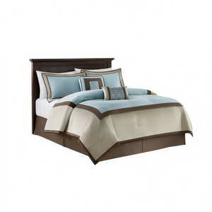 Ensemble de couette tissée florale 7 pièces, taille Queen et King, garnissage en polyester PVC, literie respirante pour chambres, maisons, hôtels - Product Image 1