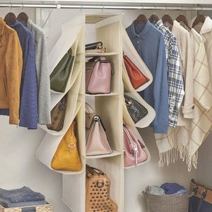 Sac de rangement pliable non tissé à 10 poches, organisateur de sacs à main suspendu, grande capacité, mural, pour sacs à main et portefeuilles dans le placard - Product Image 1