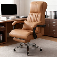 Chaise de bureau ergonomique en cuir synthétique avec support lombaire, hauteur réglable, pivotante pour bureau d'ordinateur, maison, étude, moderne
