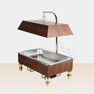 Calentador de Alimentos de Acero Inoxidable Vintage de 9L de Alta Calidad para Fiestas de Boda, con Patrones de Madera, para Buffets de Hot Pot - Product Image 4