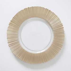 Assiettes de présentation florales personnalisables élégantes, transparentes et à bords dorés, effet miroir poli, pour mariages et banquets - Sous-assiettes de service haut de gamme - Product Image 1