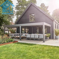 Pergola de luxe en aluminium Sweet Home avec lames orientables télécommandées, gazebo extérieur bioclimatique imperméable et éclairage