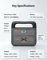 Générateur Solaire 300W à Onde Sinusoïdale Pure, Station d'Énergie Portable, Inverseur PV MPPT, Démarreur d'Urgence, UPS, Lampe Torche pour Extérieur