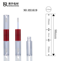 Tube de brillant à lèvres transparent double embout vide en gros, contenant cosmétique pour gloss, blush liquide, emballage beauté