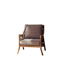 Retro Gestreifter Holz-Geflochtener Sessel Sofa-Stuhl für Wohnzimmermöbel Modell 0488