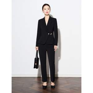 Women's Business Suit Set Pencil Silhouette Anti-Wrinkle Woven Fabric For Office Work Professional Attire Autumn Wear - Product Image 3