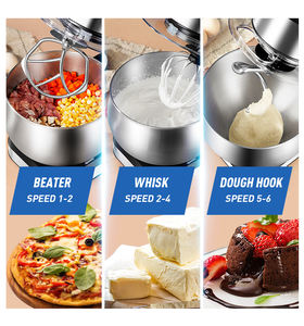 Batteur sur socle SOHEF 1300W 5L pour la pâtisserie, 6 vitesses avec fonction Pulse, LED, ABS, pour la cuisine à domicile |   Meilleur <span class=keywords><strong>prix</strong></span> pour hôtel, restaurant, maison - Product Image 3