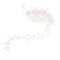 Luxe mariée bandeau cheveux peigne à la main argile fleur perle mariée cheveux accessoires