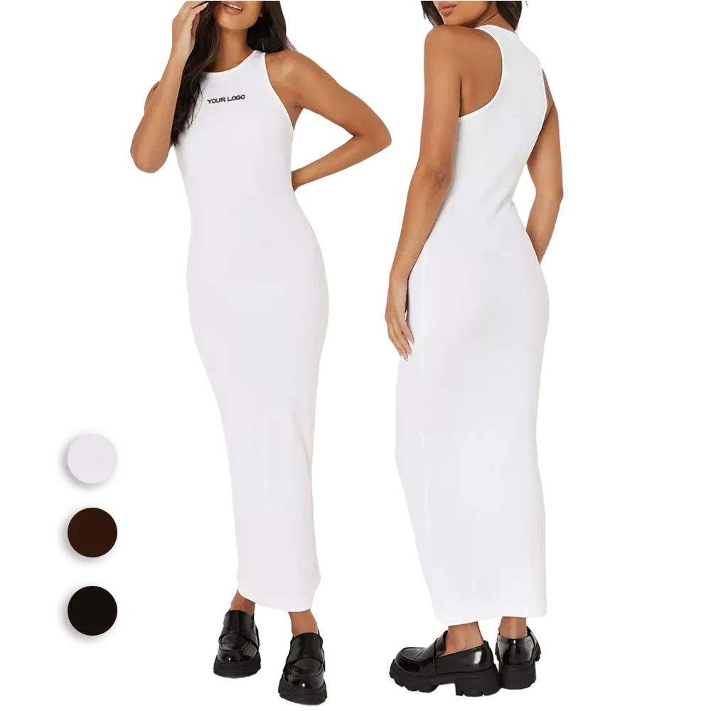 The New Arrival New Design Customized Logo sleeveless tank tops bodycon maxi dress long Casual Club Street Wear Dresses