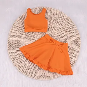 Großhandel Kinderkarikatur für Baby Kleidung Tanktop ärmelloses gestricktes Mädchen-Set cooles Sommer-Kinderkleidungs-Set