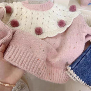 Neue Dicke Herbst- und Winter-Langarm-Pullover für Mädchen-Babys – Süße Rundhals-Kinderbekleidung - Product Image 4