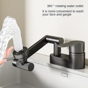 Robinet de lavabo moderne à double trou en laiton Mélangeur d'eau chaude et froide en céramique pour salle de bain, finition brossée monotrou pour lavabos d'école - Product Image 5