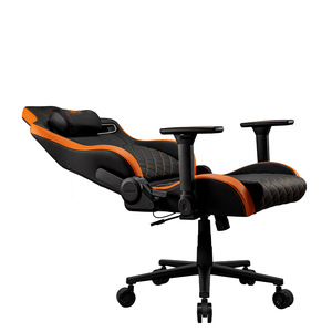 Silla Gamer Personalizada Defensor 4D con Reposabrazos, Silla de Oficina para Juegos en Cuero Naranja y Negro con Reposapiés Extensible - Product Image 5