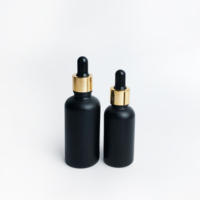 Flacon compte-gouttes en verre givré noir mat pour huiles essentielles, 10 ml, 15 ml, 30 ml, 50 ml, 100 ml
