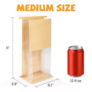 Bolsa de Papel Kraft <span class=keywords><strong>para</strong></span> Panadería con Ventana y Cierre Metálico, Apta <span class=keywords><strong>para</strong></span> Alimentos, <span class=keywords><strong>para</strong></span> Empacar Bocadillos de Alta Calidad - Product Image 2