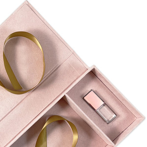 <b>Pink</b> Suede Photo USB <b>Box</b> UV Coating Matt Glossy Lamination Embossing Silver Foil-Paper Cardboard Material Gold Foil Vanishing - Product Image 3