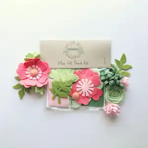 Groothandel Krans Haaraccessoires Kleurrijke Lente Tuin Ambachten Diy Decoratie Uk 3d Rozen Applique Kunstmatige Wolvilt Bloemen