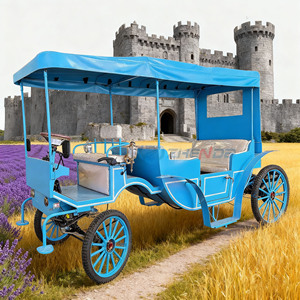 Carruaje Eléctrico Azul Cielo con Caballos para Paseos Turísticos, Carruaje Real de Navidad con Luces para Bodas - Product Image 3