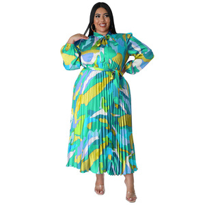 <span class=keywords><strong>Abito</strong></span> da donna bestseller a maniche lunghe stampato plissettato <span class=keywords><strong>taglie</strong></span> <span class=keywords><strong>forti</strong></span> - Product Image 4