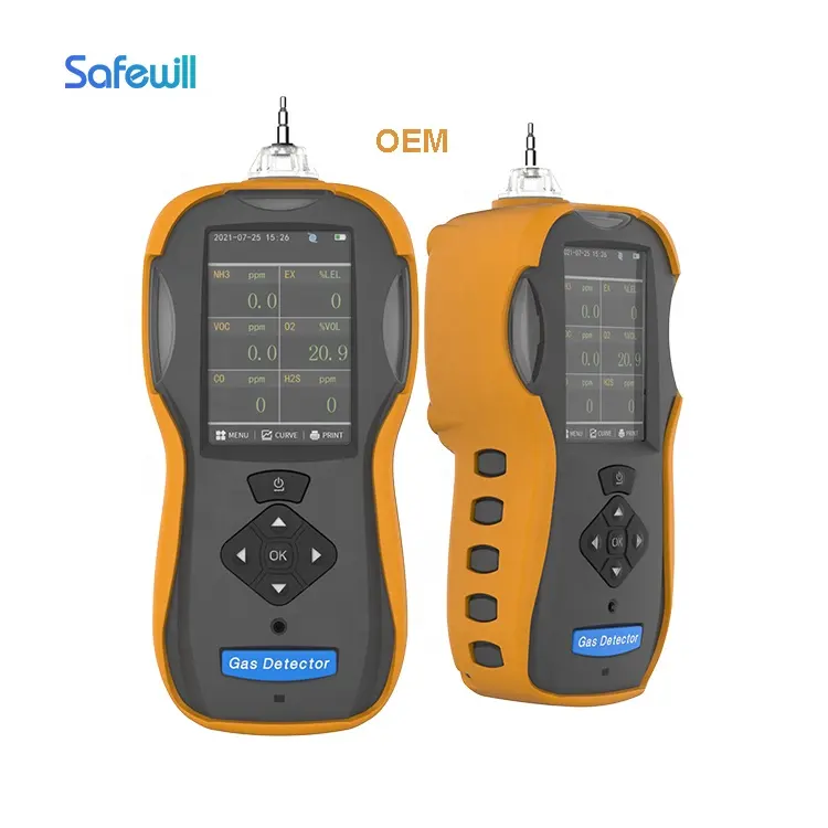 Safewill ES60A Detector de gás portátil 6 em 1 detector de gás inflamável ou tóxico, portátil, multi-monitor de gás, analisador OEM e ODM