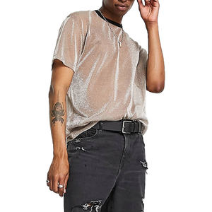 T-shirt a maniche corte in Nylon finta maglia girocollo da uomo con Design personalizzato - Product Image 3