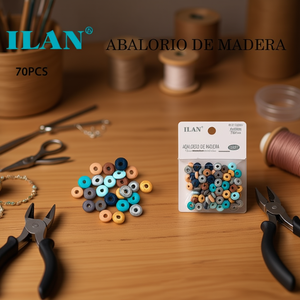 Perline in legno Iln 4x10mm colori assortiti per la creazione di gioielli - Product Image 2