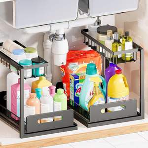 2 Layer Sliding Cabinet Multifunction Under Sink Kitchen Organizer Cabinet Pull Out Storage <strong>Spice</strong> Dish <strong>Rack</strong> With Storage Cabinet - Product Image 1