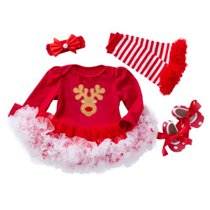 Ma première robe de <span class=keywords><strong>Noël</strong></span> pour bébé fille à manches longues en maille, ensemble quatre pièces, tenue de fête de <span class=keywords><strong>Noël</strong></span> - Product Image 5