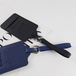 Etiqueta <span class=keywords><strong>de</strong></span> equipaje <span class=keywords><strong>de</strong></span> cuero Pu con logotipo personalizado, Maleta <span class=keywords><strong>de</strong></span> Color claro, nombre en blanco, precio barato - Product Image 5