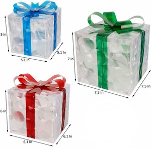 Led Kerst Geschenkdoos Licht <span class=keywords><strong>5</strong></span>-formaat Transparante Pet Box Met Strikken Sprookje Licht Batterij Power Kerstvakantie Decoraties - Product Image 6