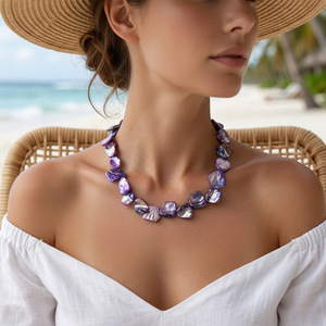 Collar de Conchas Orgánicas Costeras al por Mayor para Mujer, Estilo Boho Chic, Mezcla Colorida de Madreperla, Collar Largo - Product Image 4
