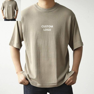 T-shirts unisexes à épaules tombantes, amples, en coton lourd, personnalisables, impression sérigraphique, t-shirt homme col rond surdimensionné de luxe - Product Image 1