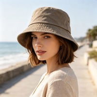 Chapeau Bob Décontracté d'Extérieur en Coton Lavé Style Vintage à Large Bord, Personnalisable avec Logo Brodé de Haute Qualité, Casquette d'Été