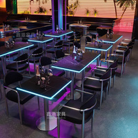 Conjunto de Muebles LED Modernos de Lujo para Club Nocturno, Sillas y Mesa de Comedor Iluminadas para Bar Lounge, Sofá para KTV y Hookah
