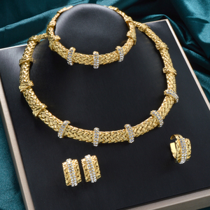 Модных женских украшений Саудовская 18K позолоченные оптовая торговля Дешевые Свадебные африканские бусины комплект ювелирных изделий - Product Image 1