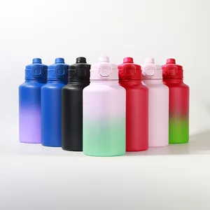 Doppia bevanda grande 64 oz isolato 2 litri Logo personalizzato mezzo gallone idrogeno palestra in acciaio inox Sport bottiglia d'acqua brocche paglia