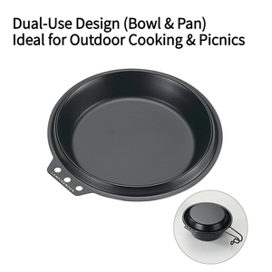 Couvercle de casserole en acier inoxydable Campingmoon - Noir et argent, couvercle multifonctionnel pour bols, tasses et cuiseurs vapeur de camping - Product Image 1