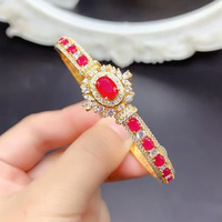 Bracelet en rubis rouge avec argent sterling S925 pour elle, bijoux en pierres précieuses naturelles, accessoires de mode, idée cadeau pour un anniversaire de mariage